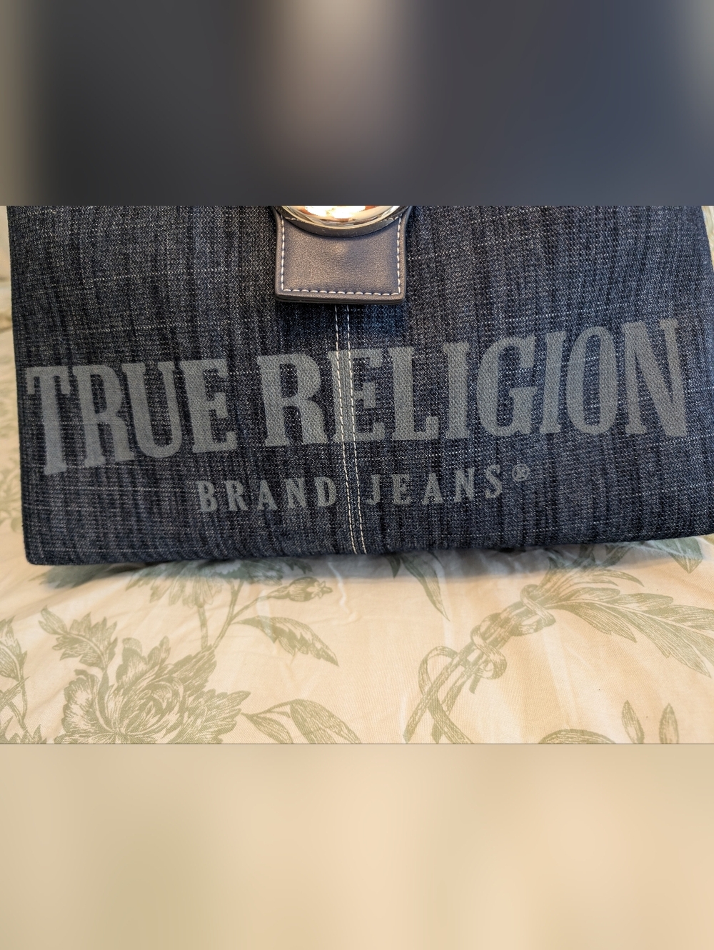 True Religion Dark Blue Denim Hobo Bag with Signature Silver Logo Accent NWT - Picture 8 of 10